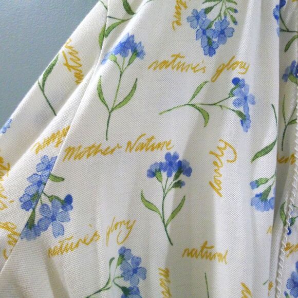 Talbots Intimates Floral Mother Nature Cotton Robe - White/Blue/Yellow L - Picture 3 of 9